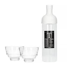 Hario FIHU-2012-PGR-EX Filter in Bottle & Tea Glass Set HU