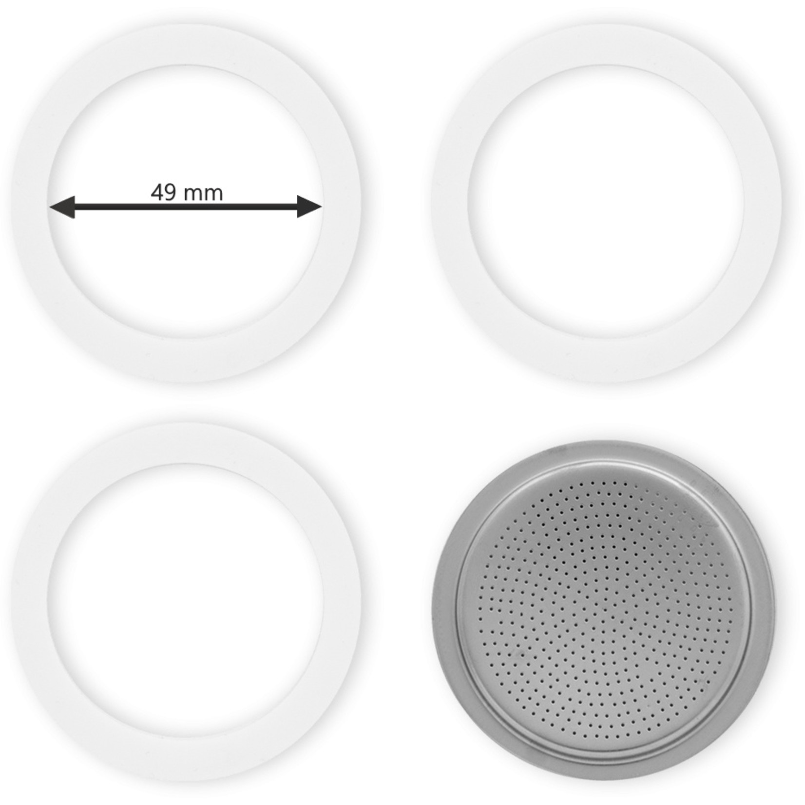 Spare Parts Bialetti filterplaatje met rubberen ringen 3 en 4 cup 
