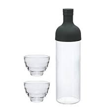 Hario FIHU-2012-PGR-EX Filter in Bottle & Tea Glass Set HU